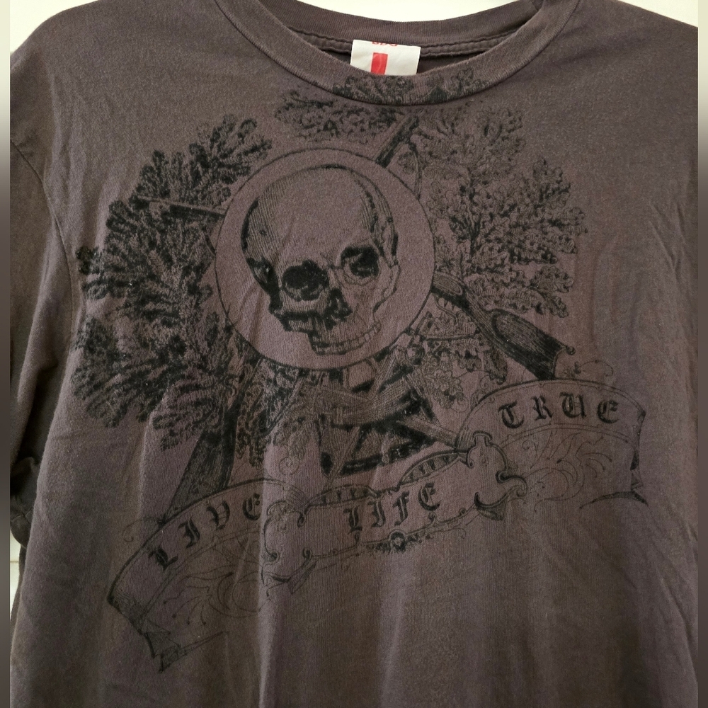 BDG - Men's Y2K 100% Cotton Brown & Black Skull Vintage Short-Sleeve T-Shirt - Picture 2 of 4
